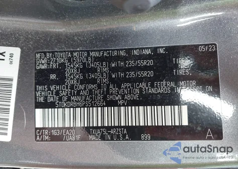 2023 Toyota Highlander Xse из США, поврежденный, VIN 5TDKDRBH6PS512664